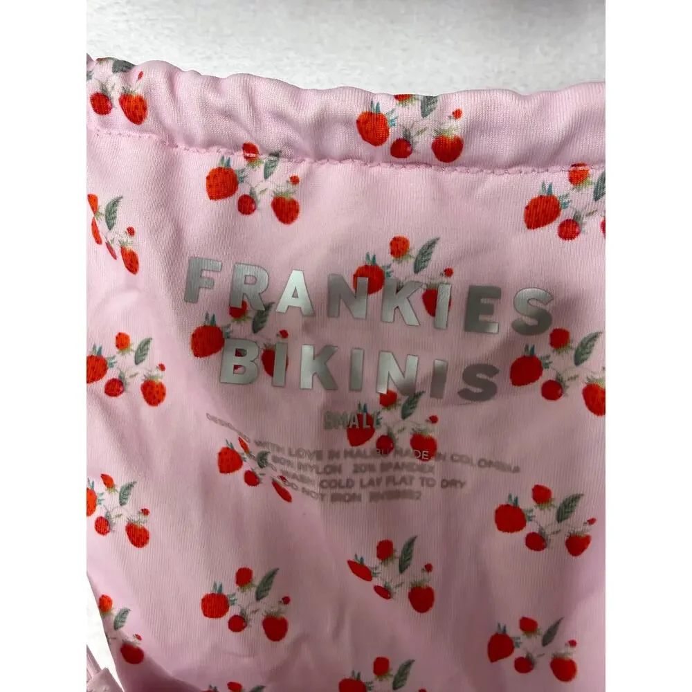 Frankie's Bikinis Pink Strawberry Shortcake Bikini Set Triangle String Tie Small
